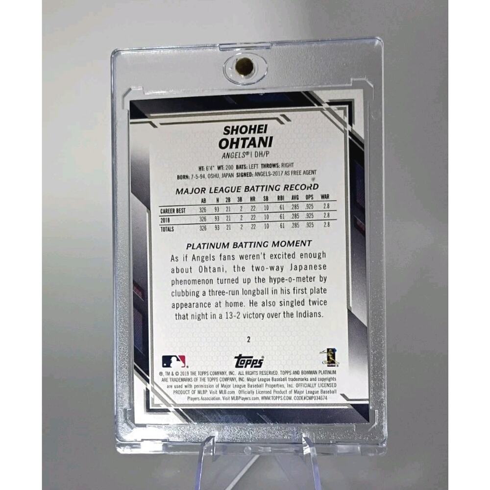 Shohei Ohtani 2019 Bowman Platinum #2 Silver Foil Refractor Batting Angels - Picture 9 of 10